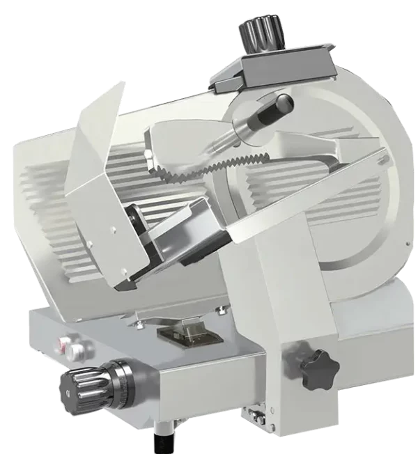 Aufschnittmaschine Serie MAT 300 mm Messer Schwerkraftschneider Edelstahlausführung Hochleistungsantrieb